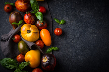 Assortment of different color tomatoes