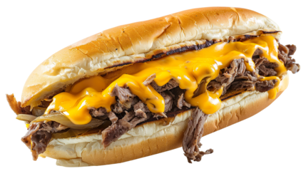 Cheesesteak fast food isolated on transparent background, PNG