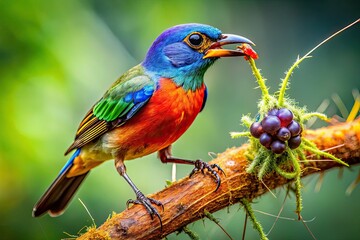 Obraz premium Bird Devouring Spider in a Natural Habitat, Capturing the Circle of Life in Stunning Detail