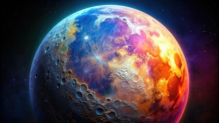 Fototapeta premium Breathtaking PNG moon illustration showcasing detailed textures and deep colors, ideal for enriching creative projects and design works with its enchanting visual impact.