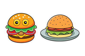 Yummy Burger Set Vector Illustration