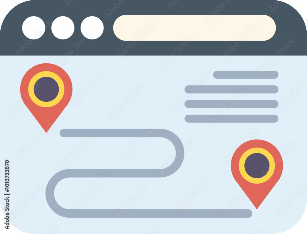 Poster website displaying a route between two locations marked with location pins on a map