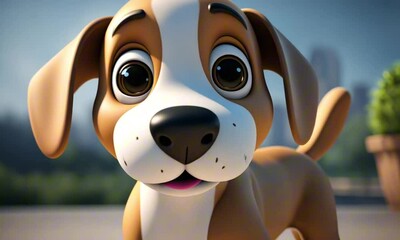 3d puppy dog cartoon character digital art