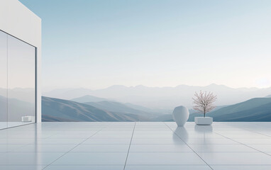 Minimalist modern architecture and spatial structure

