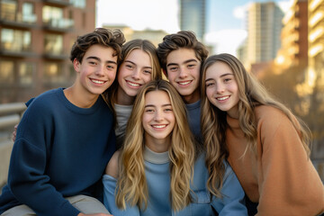 Fototapeta premium Joyful Group of Friends Smiling Together