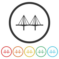 Bridge icon. Set icons in color circle buttons