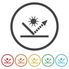 Anti glare icon. Set icons in color circle buttons