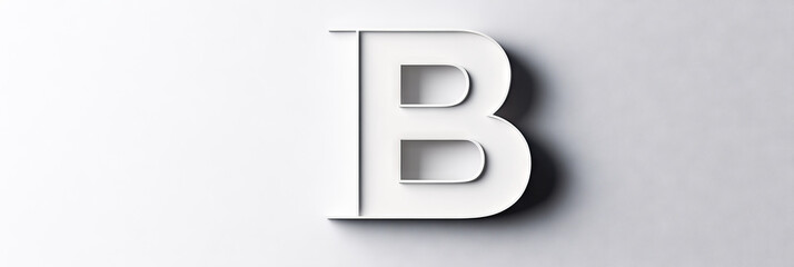 A white letter B with a bold, modern design, set against a plain white backdrop.