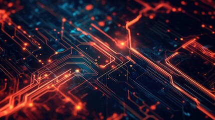 Obraz premium Abstract Circuitry: Glowing Lines