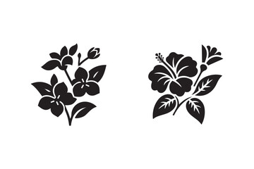 Flower Icon Set Silhouette Vector Illustration