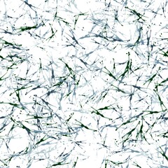 Multicolor random brush strokes on the white background. Thin paint splashes, different size. Dark forest green, dark grey blue, grey blue and cloudy blue colors. Seamless hand drawn pattern