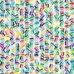 Fototapeta premium Multicolored short wavy stripes. Hand drawn seamless pattern. Rainbow colors.