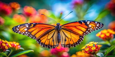 Fototapeta premium Delicate Gossamer Wings of a Butterfly Displaying Nature's Beauty and Intricate Patterns in Flight