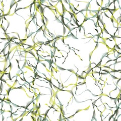 Abstract line ornament seamless pattern. Green, blue and yellow colors. Hand drawn background. Endless motif for packaging, scrapbooking, textiles, paper