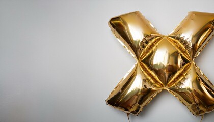 Banner with gold balloons letters X with copy space