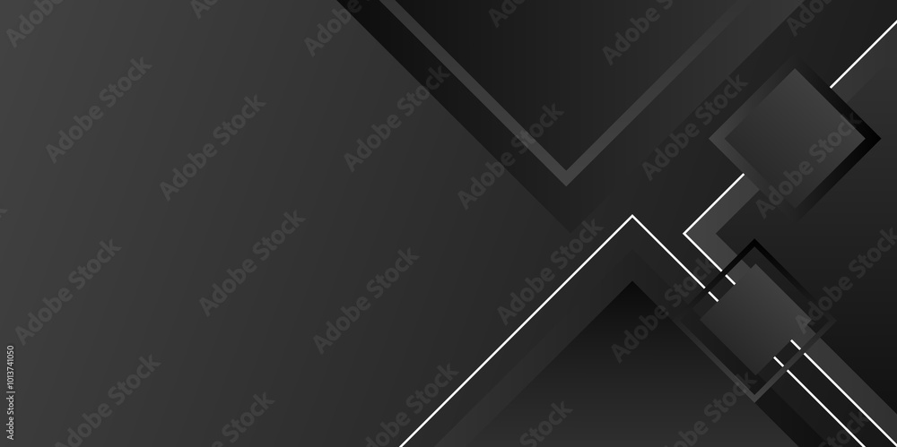 Poster black abstract background with 3d overlaps shadow layer background. dark black neutral abstract back