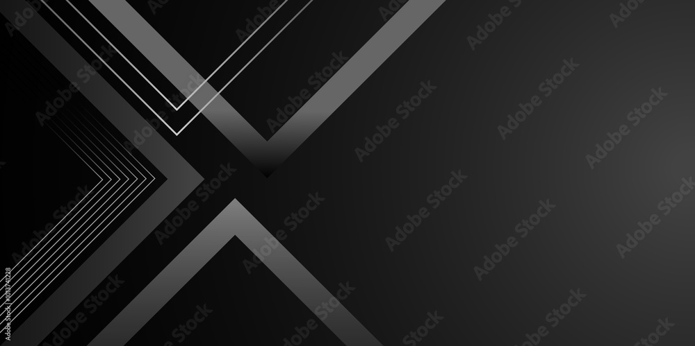 Poster black abstract background with 3d overlaps shadow layer background. dark black neutral abstract back