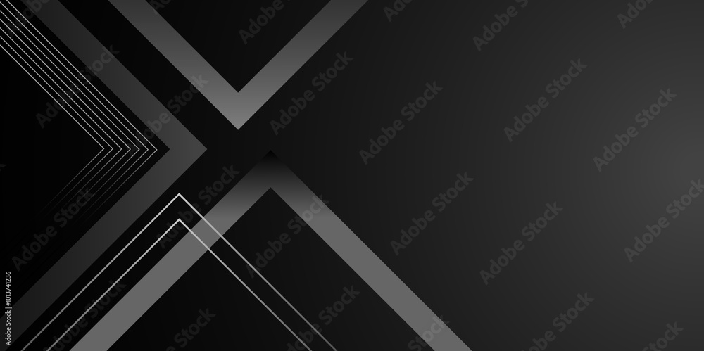 Poster black abstract background with 3d overlaps shadow layer background. dark black neutral abstract back