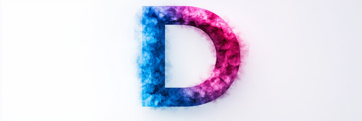 Fototapeta premium The letter 'D' is formed from a cloud of pink and blue smoke.