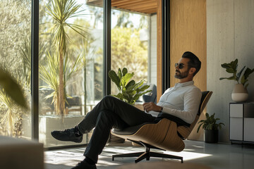 Modern Man Relaxing Indoors