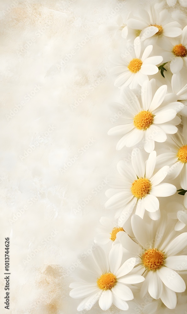 Poster 1. **floral health boost:** create an image showcasing a cluster of feverfew flowers on the left sid