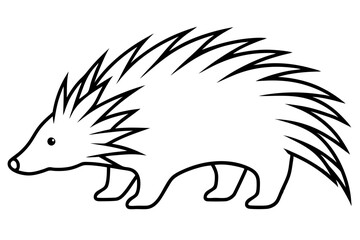 Artistic Vector Representation of African Porcupine Outline Featuring Its Quills
