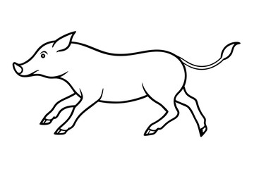 Energetic Warthog Vector Art Capturing a Warthog Running with Its Tail Up
