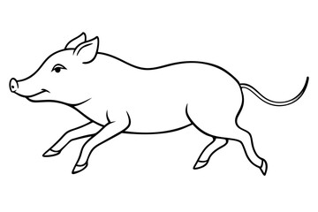 Warthog in Motion Vector Illustration of a Warthog Running with Its Tail Held High
