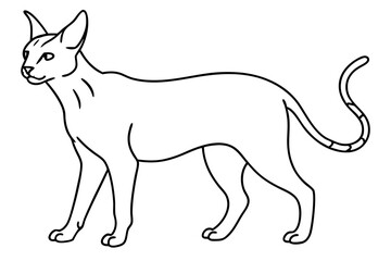 Serene Serval Cat Stalking Wildlife in Lush Environment Vector Drawing
