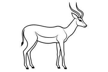 Vector Illustration of Standing Gazelle Outline with Long Curved Antlers for Nature Lovers and Wildlife Enthusiasts
