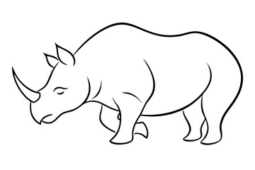 Fierce Rhino Head Outline in Motion Representing Power and Strength
