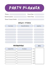 Purple kiddies Illustrative Food Event Planner ,