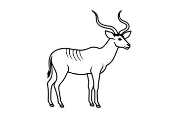 Kudu Outline Vector Illustration of a Majestic Animal Standing Proudly in Nature
