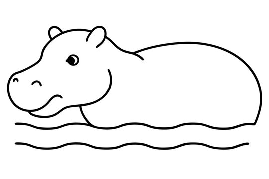 recommend clip art: Explore a Vector Outline of a Hippo Underwater Illustration for Nature Lovers
                    
