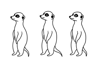 Cute Meerkats Grouping Together in a Vector Illustration Showcasing Their Social Behavior
