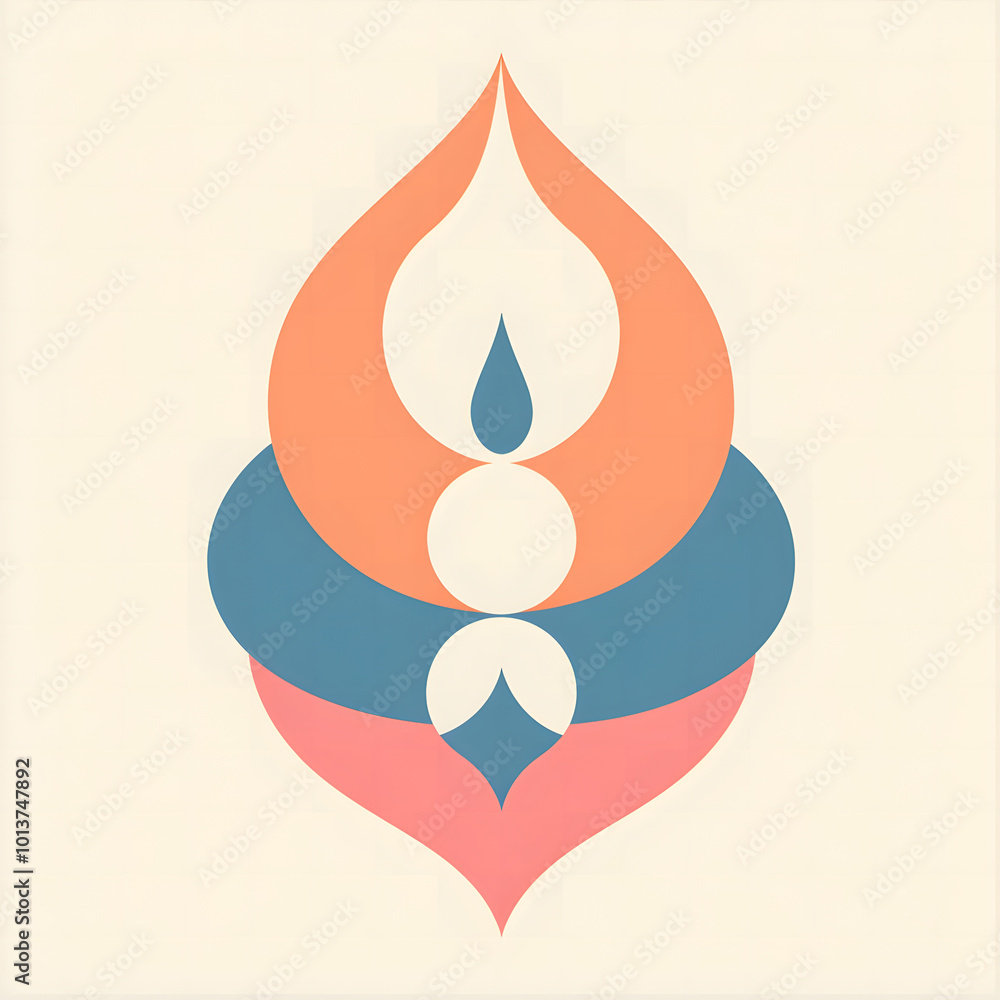 Fototapete the logo consists of a geometric style shape, with three connected circles on a solid background. th