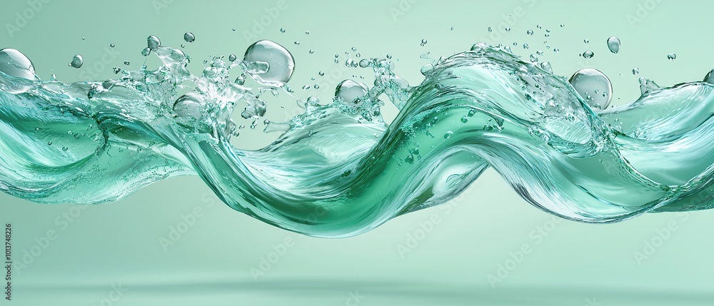 Aufkleber a close-up of a wave of water splashing and creating bubbles.