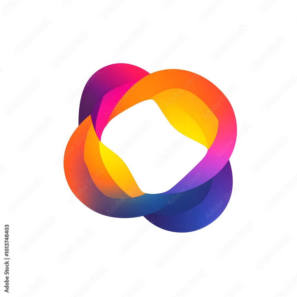 Fototapete the logo consists of a geometric style shape, with three connected circles on a solid background. th
