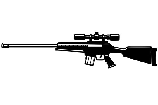 black sniper rifle with scope clip art preview