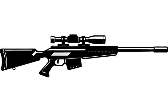 black sniper rifle with scope clip art preview