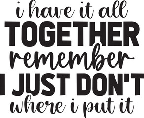 I Have It All Together I Just Don't Remember Where I Put It