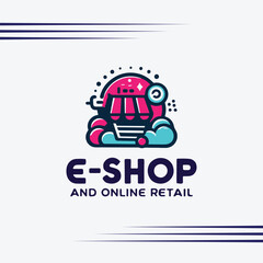 Shopping store logo, e-commerce, modern creative design . Online shop icon simple minimalist logo sign illustration.
