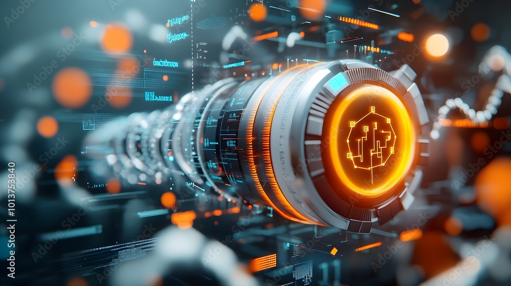 Poster cutting edge biotechnology concept integrating blockchain and dna based data storage a sleek and fut
