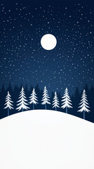 christmas night landscape, Winter mountain landscape with starlight and a sparkling moon, postcard design, landscape with sky, snow covered hills, landscape with snow