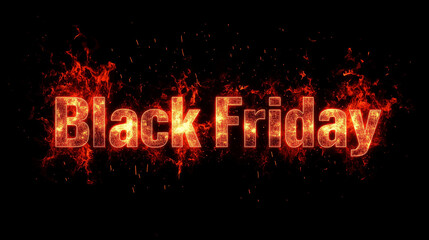 Black Friday written with fire effect on black background