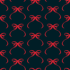 Christmas and New Year seamless pattern. Winter festive flat style background. Red bow festive print. Perfect for wallpaper, background, wrapping paper stationary, fabric, scrapbooking, prints.