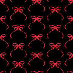 Christmas and New Year seamless pattern. Winter festive flat style background. Red bow festive print. Perfect for wallpaper, background, wrapping paper stationary, fabric, scrapbooking, prints.