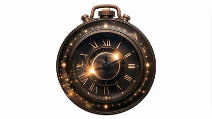 Floating Sale Clock with Glowing Countdown Timer: Cyber Monday Urgency Concept - Futuristic Design Isolated on White Background