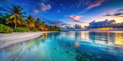 Fototapeta premium Serene Beauty of Tropical Beaches with Crystal Clear Water and Soft White Sand Under Bright Sunlight