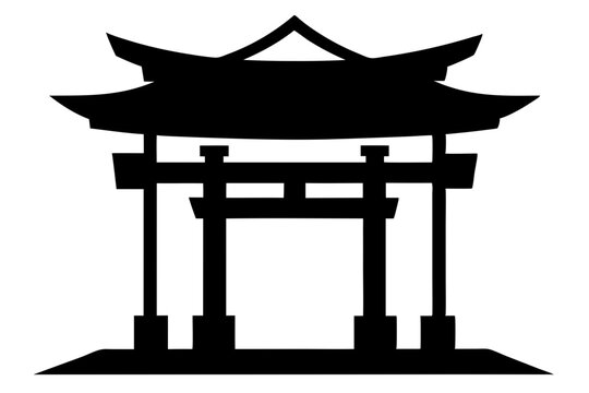 recommend clip art: Japanese shinto torii gate entrance | vector silhouette illustration on white background